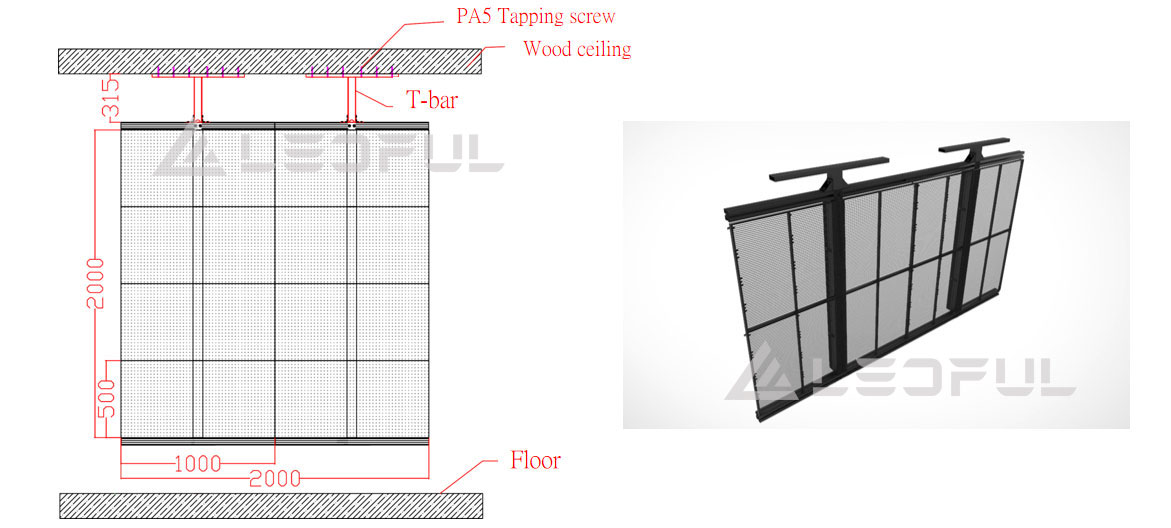 LEDFUL TGC series Transparent LED screen  – Installation Diagram